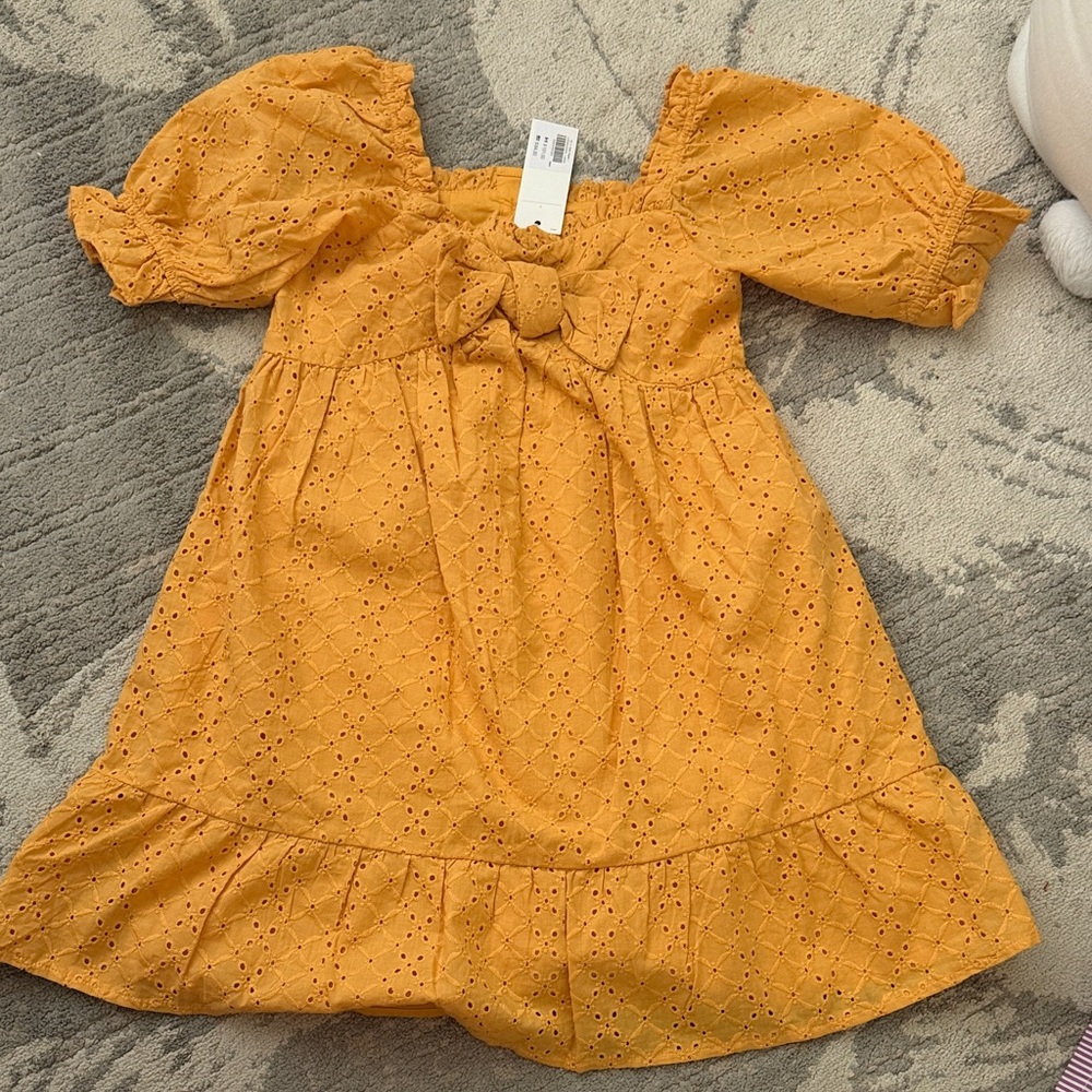 Janie and Jack Mustard Eyelet Dress